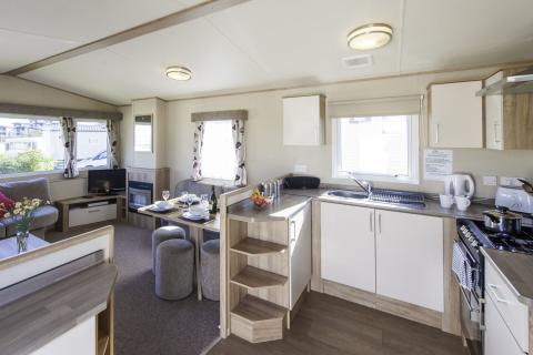 Litchen, Dining and Lounge Area of a Caravan Holiday Home