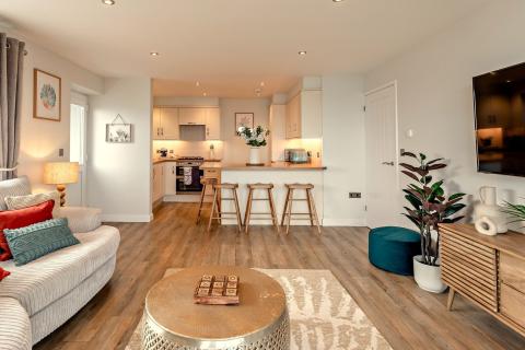 Coffee Table and Lounge Area of Waters Edge 2 Bedroom Apartment