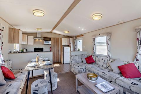 heron 3 bed caravan lounge looking towards kitchen