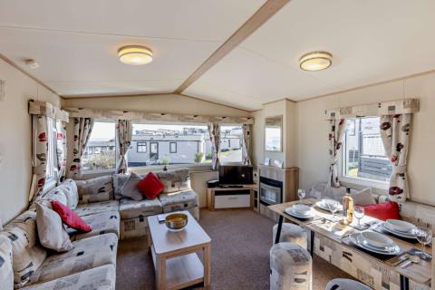 heron 3 bed caravan lounge dining area