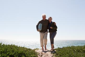 Older couple walking