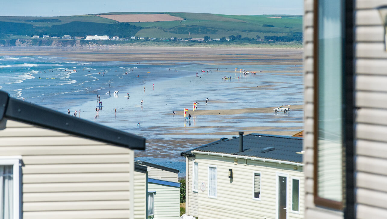 view of westward Ho beach from the holiday park