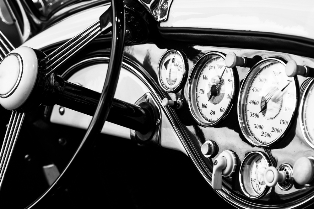 Inside of a classic car